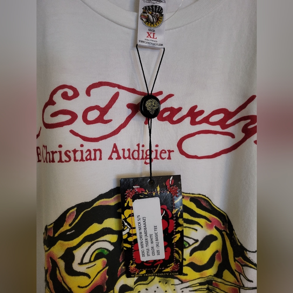 NWT Men's Ed Hardy Tiger White T-Shirt Sz XL - Picture 6 of 6
